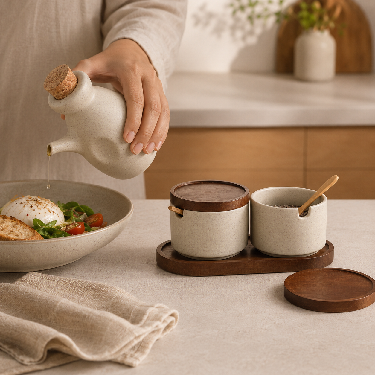 Ceramic Oil & Spice Jar Set