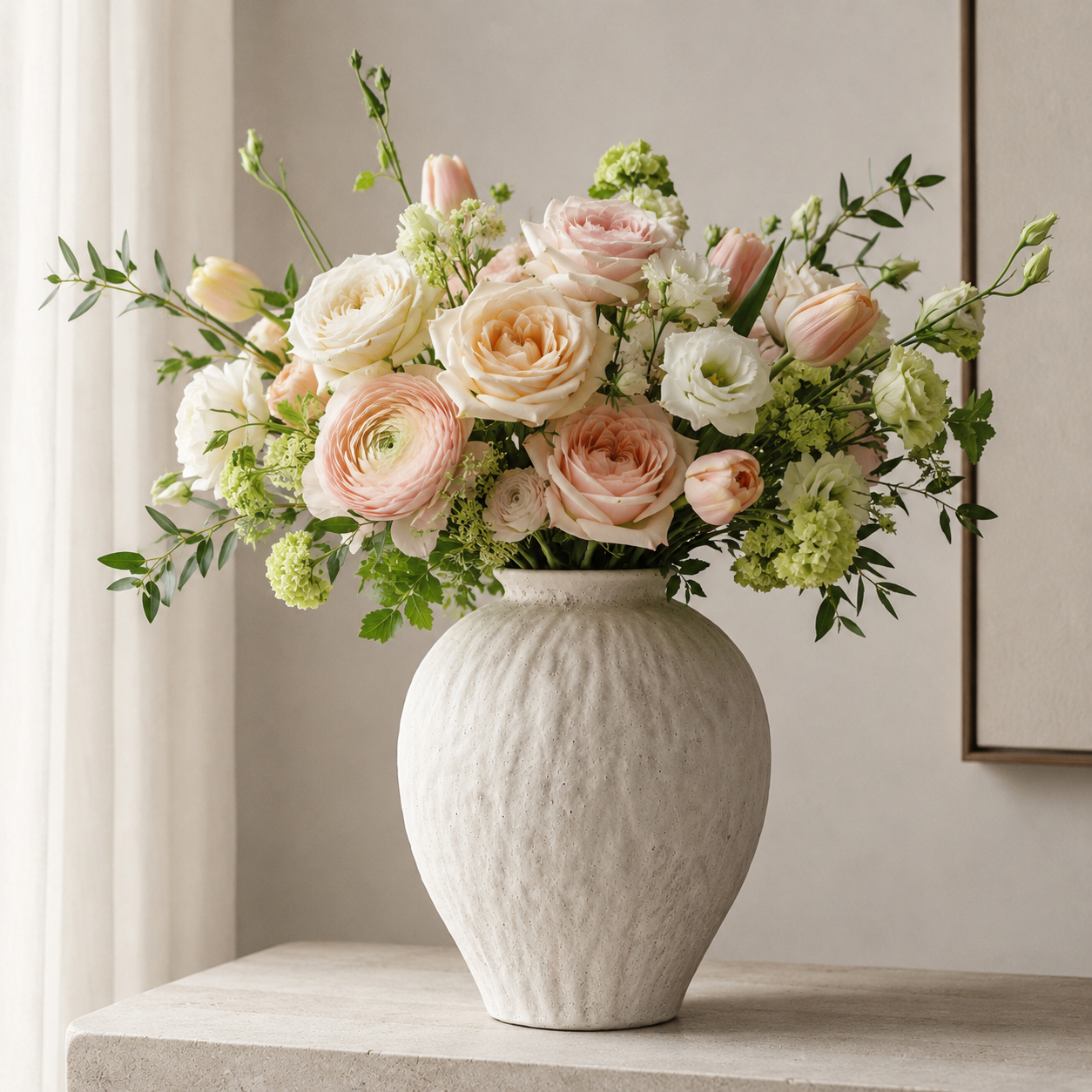 Sculptural White & Gray Decor Vase