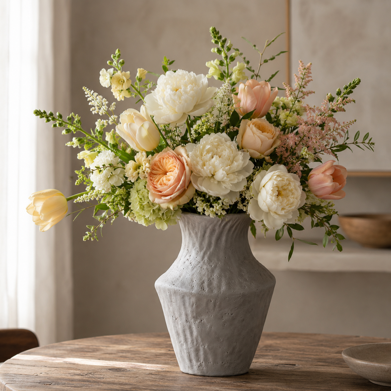 Sculptural White & Gray Decor Vase