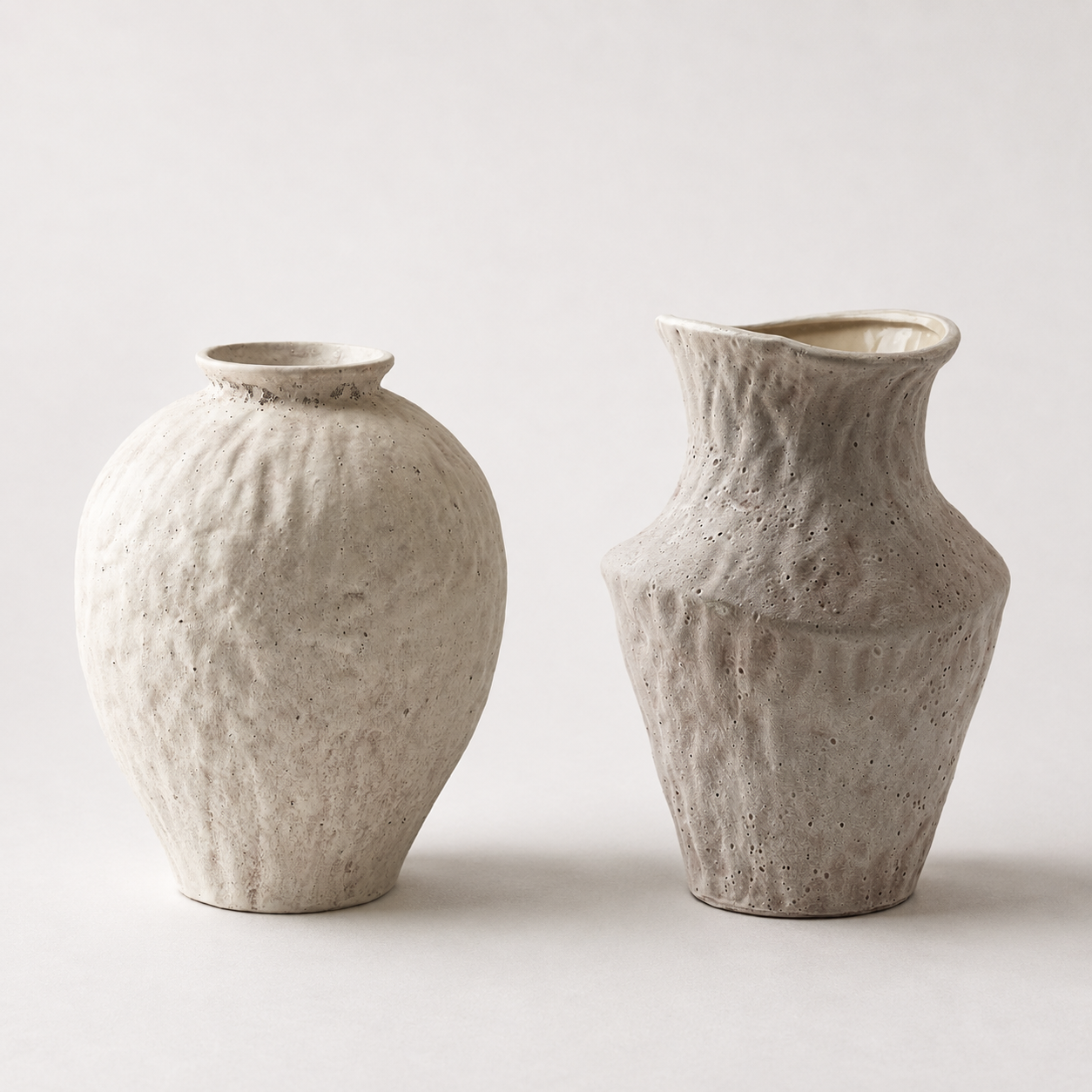 Sculptural White & Gray Decor Vase