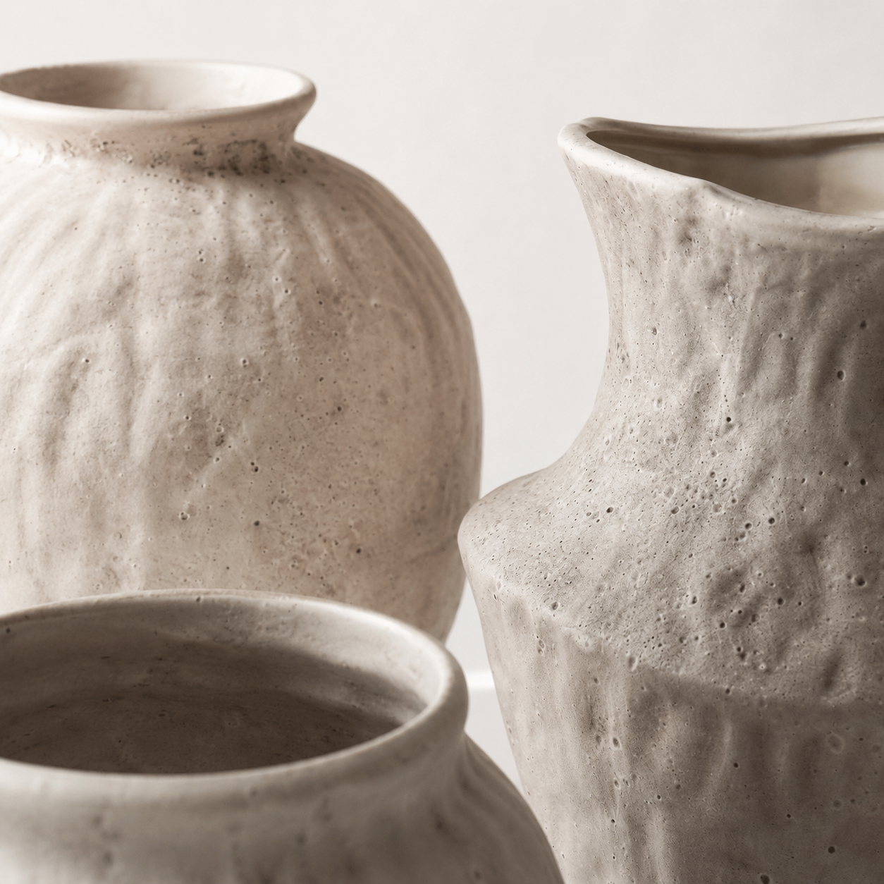 Sculptural White & Gray Decor Vase