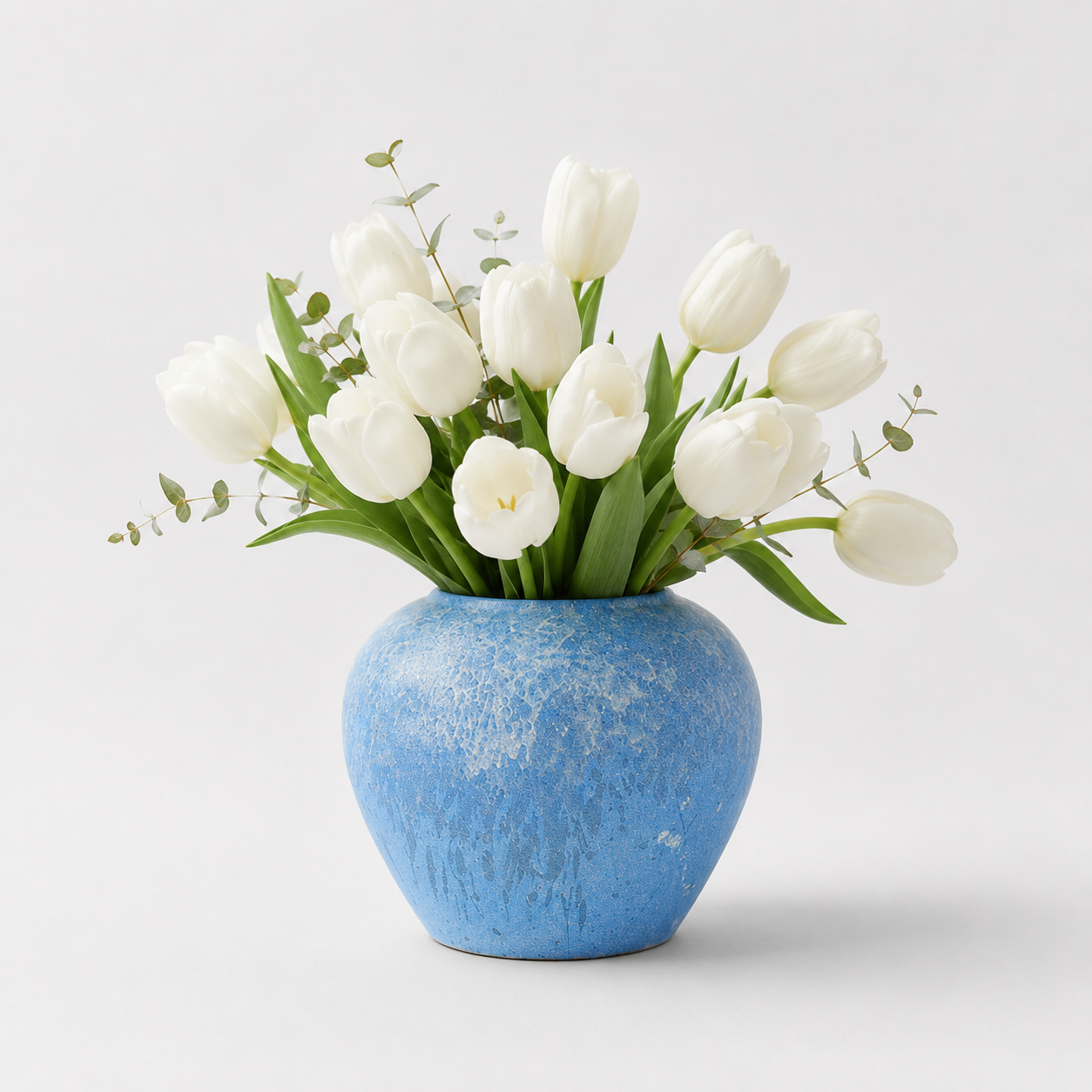 Textured Blue Ceramic Vase