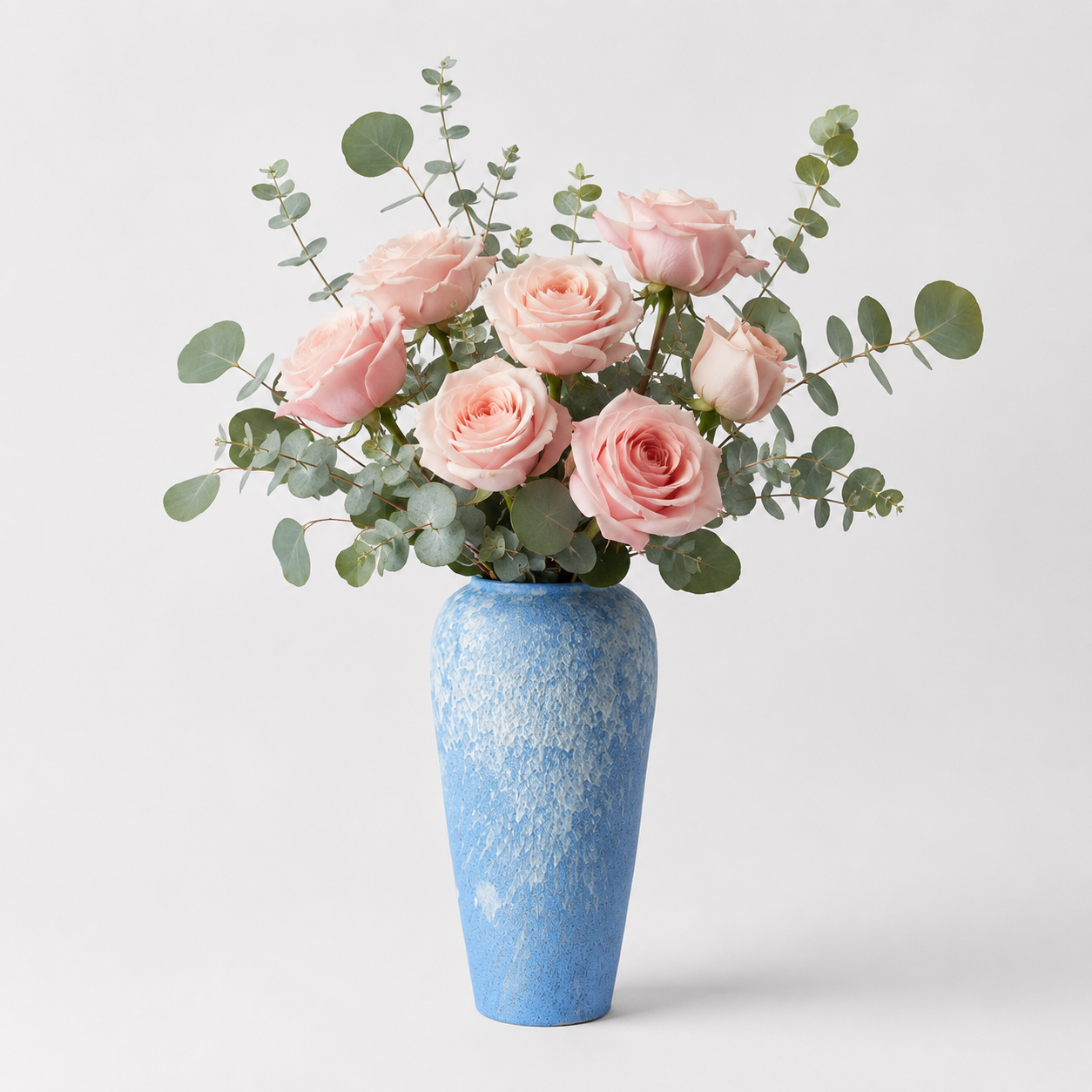 Textured Blue Ceramic Vase