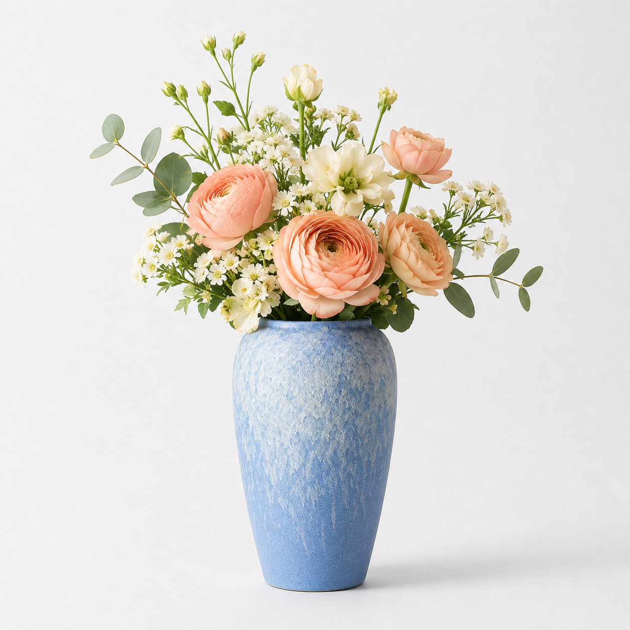 Textured Blue Ceramic Vase