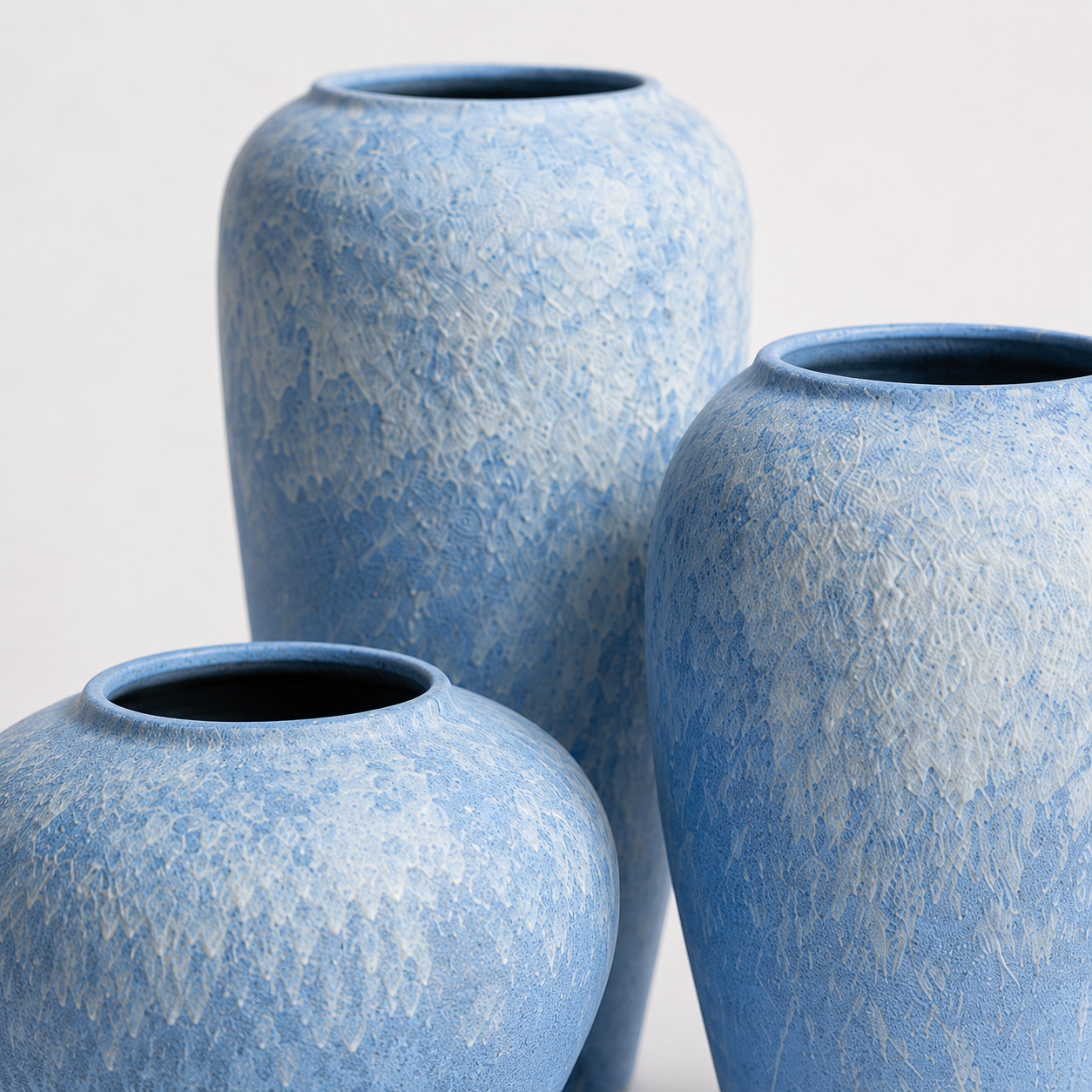 Textured Blue Ceramic Vase