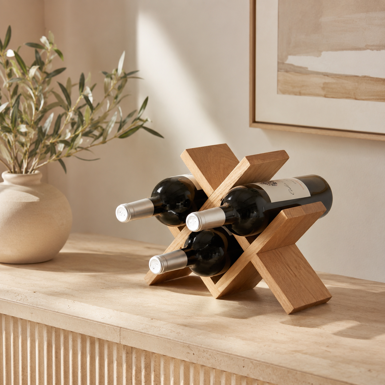 Wooden X-Shaped Wine Rack