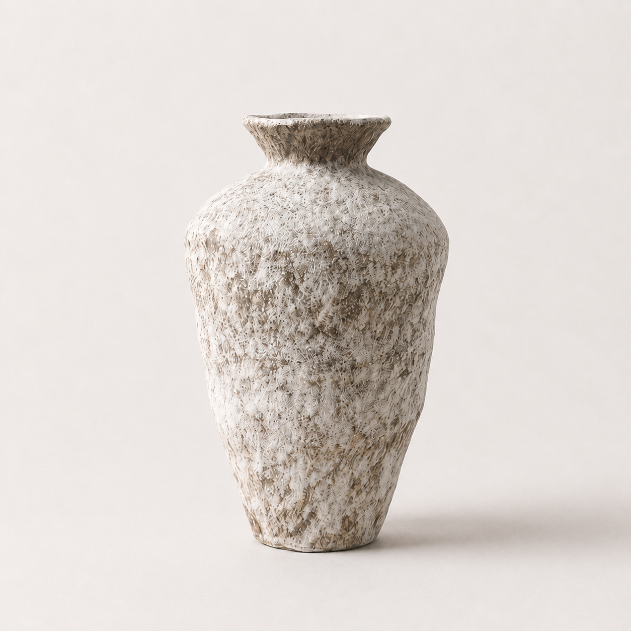 White Frost Textured Ceramic Vase
