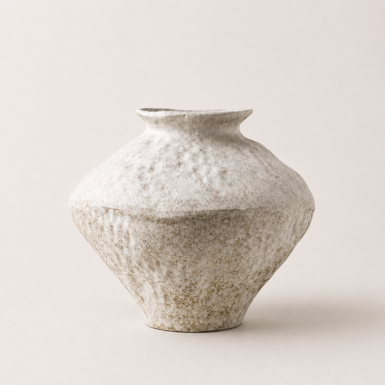 White Frost Textured Ceramic Vase