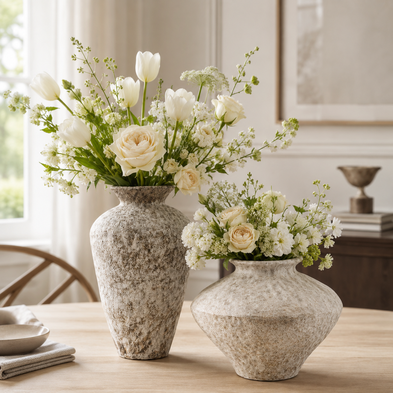 White Frost Textured Ceramic Vase