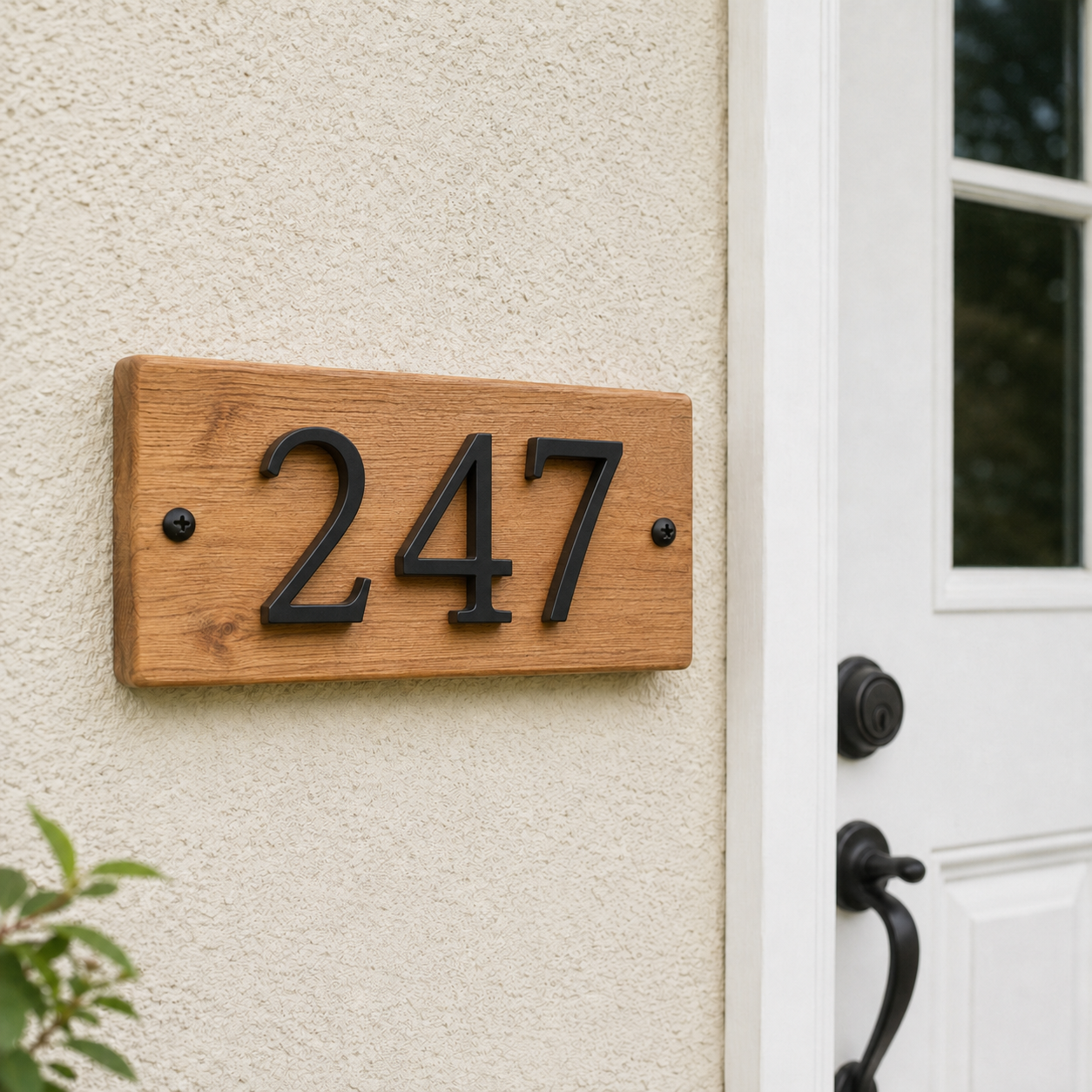 GRATTICA house number sign installed on a home
